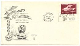 Delcampe - Argentina 1958 Scott C71 FDC Argentine Aviation Club, 50th Anniversary - FDC
