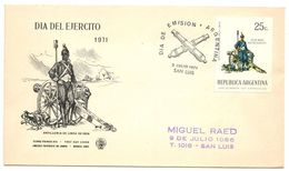 Delcampe - Argentina 1971 Scott 958 FDC Army Day - Artilleryman / Soldier - FDC