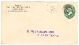 United States 1890 Postal Envelope Deming, New Mexico To El Paso, Texas - ...-1900