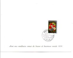 Delcampe - MONACO ENCART DE VOEUX 1975 BOUQUETS - Poststempel