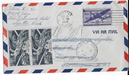 1946 - VOL SPECIAL D'ESSAI - ENVELOPPE De SEATTLE (USA) => FORT DE FRANCE (MARTINIQUE) Avec AFFR. MIXTE Pour RETOUR. - Covers & Documents