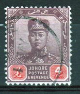 Malaysia Johore Sultan Sir Ibrahim 1910 Four Cent Dull Purple And Carmine. - Johore