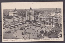 BELGIUM ,   BRUXELLES   , Rogiers Platz Und Nord Bahnhof  ,  OLD POSTCARD - Cercanías, Ferrocarril