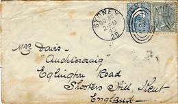 1893- Cover From Sydney To England  Fr.  2 + 1/2 Pence - Cartas & Documentos