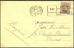 BELGIUM Postcard With Olympic Machine Cancel Bruxelles Brussel 1 Dated 6-IX-1920 Start Equestrian Matches - Sommer 1920: Antwerpen