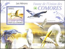 Mint S/S Fauna Birds Herons 2009  From Comores Comoros - Grues Et Gruiformes