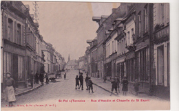 Delcampe - 62 SAINT POL SUR TERNOISE - Rue Hesdin  Chapelle Du St Esprit Cafe Labroy  - CPA  9,5x14 N/B  BE - Saint Pol Sur Ternoise