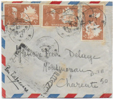 1947 - MARTINIQUE - ENVELOPPE INCOMPLETE PAR AVION LATECOERE De FORT DE FRANCE => MONTMOREAU - Lettres & Documents