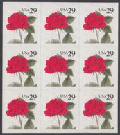 !a! USA Sc# 2490 MNH BLOCK(9) From BOOKLET - Rose - 1981-...