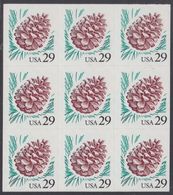 !a! USA Sc# 2491 MNH BLOCK(9) From BOOKLET - Pine Cone - 1981-...