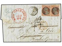 5521 ESTADOS UNIDOS. 1852 (Sept 26). Entire Letter From NEW YORK To BORDEAUX (France) Bearing 1851-57 <B>3c.</B> Red-bro - Other & Unclassified