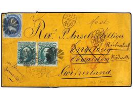 5535 ESTADOS UNIDOS. 1865. NEW YORK A SUIZA. <B>1 Cto.</B> Azul (defecto) Y <B>10 Cents</B> Verde (2). Marca De Intercam - Sonstige & Ohne Zuordnung