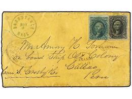 5536 ESTADOS UNIDOS. Sc.68, 69. 1866. BARNSTABLE To CALLAO. <B>10 Cent.</B> Green And <B>12 Cent.</B> Black Via Panama W - Other & Unclassified