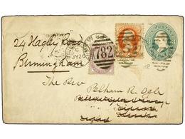 5561 ESTADOS UNIDOS. 1882. NEW HALIFAX To ENGLAND. <B>3 Cents</B> Green Envelope Uprated With <B>2 Cents</B> Orange Redi - Sonstige & Ohne Zuordnung