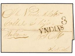 5605 URUGUAY. 1841 (5 Enero). MONTEVIDEO (Uruguay) A LA HABANA. Marca <B>YNDIAS</B> En Negro, Estampada A La Llegada Por - Autres & Non Classés