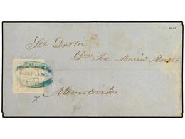 5607 URUGUAY. Yv.12A. 1860. CERRO LARGO A MONTEVIDEO. <B>60 Cts.</B> Gris, Impresión Fina. Matasellos <B>ADMON. CORREOS/ - Otros & Sin Clasificación