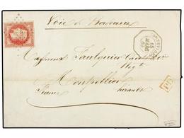 5617 URUGUAY. 1869 (15 Marzo). MONTEVIDEO A FRANCIA. Circulada Con Sello Francés De <B>80 Cts.</B> Rosa, Mat. <B>ancla < - Otros & Sin Clasificación