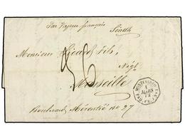 5620 URUGUAY. 1872. MONTEVIDEO A FRANCIA. Fechador Octogonal Francés <B>MONTEVIDEO/PAQ. FR. J Nº 2</B>. MAGNÍFICA. - Other & Unclassified