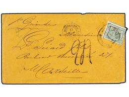 5623 URUGUAY. 1873. MONTEVIDEO A FRANCIA. <B>10 Cts.</B> Verde, Fechador Octogonal Marítimo Francés <B>MONTEVIDEO/PAQ. F - Autres & Non Classés