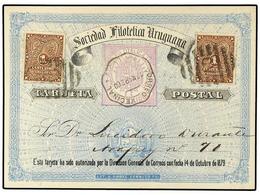 5630 URUGUAY. Yv.39(2). 1880. TARJETA POSTAL De Iniciativa Particular De La SOCIEDAD FILATELICA URUGUAYA Circulada Con D - Other & Unclassified