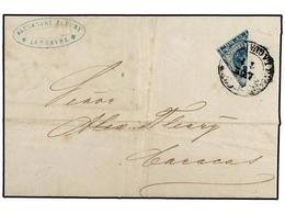 5684 VENEZUELA. Ed.Sc.13b. (1863 CA.). LA GUAYRA A CARACAS. <B>1 Real</B> Azul Bisectado Para Ser Usado Como 1/2 Real. M - Other & Unclassified