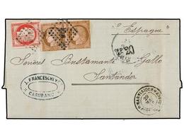 5691 VENEZUELA. 1876 (19 Marzo). CARUPANO (Venezuela) A SANTANDER (España). Carta Franqueada Con Sellos De COLONIAS FRAN - Sonstige & Ohne Zuordnung