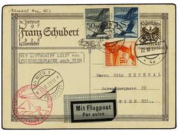 5748 ZEPPELIN. 1929 (22 Marzo). <B>AUSTRIA.</B> VIENA A VIENA.<B> </B>Entero Postal De <B>10 Gr.</B> Con Franqueo Adicio - Otros & Sin Clasificación