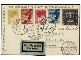 5749 ZEPPELIN. 1929 (19 Abril). <B>AUSTRIA. </B>VIENA A MADRID. <B>15</B> (2), <B>24, 30 G.</B> Y <B>1 S.</B> Circulada  - Otros & Sin Clasificación