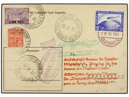 5757 ZEPPELIN. 1931 (18 Octubre). <B>BRAZIL</B>. Franqueada A Bordo Del <B>GRAF ZEPPELIN</B> Con Sello Alemán De <B>2 Mk - Sonstige & Ohne Zuordnung