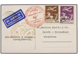 5760 ZEPPELIN. 1932 (14-IV). <B>DINAMARCA. </B>BRONSHOJ A BRASIL. <B>15 Ore</B> Lila Y <B>1 Kr.</B> Castaño Circulada Po - Autres & Non Classés