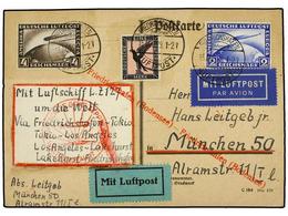 5764 ZEPPELIN. 1929 (15 Agosto). <B>GERMANY. </B>FRIEDRICHSHAFEN A MUNICH (Alemania). <B>1, 2</B> Y <B>4 Mk.</B> Volado  - Other & Unclassified