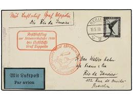 5767 ZEPPELIN. 1930 (19 Mayo). <B>GERMANY. </B>BERLIN A RIO DE JANEIRO. <B>2 Mk.</B> Volada Por <B>GRAF ZEPPELIN.</B> Ma - Other & Unclassified