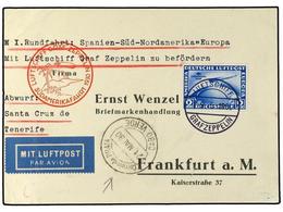 5769 ZEPPELIN. 1930. <B>GERMANY. </B>'Spain, South & North America Flight' Card To Frankfurt Franked <B>2Rm</B> Airship  - Autres & Non Classés