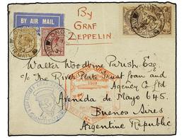 5773 ZEPPELIN. 1933 (5-Mayo). <B>GREAT BRITAIN. </B>LONDON A BUENOS AIRES. <B>6 P., 1 Sh. Y 2/6 Sh.</B> Circulada Para E - Otros & Sin Clasificación