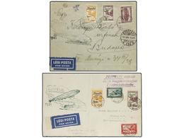 5774 ZEPPELIN. 1928 (31 Marzo). <B>HUNGRIA.</B> 2 Cartas Con Diversos Franqueos Circuladas Por <B>GRAF ZEPPELIN.</B> - Otros & Sin Clasificación