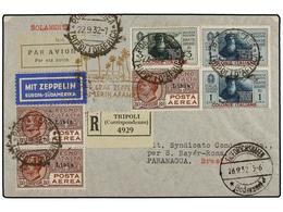 5777 ZEPPELIN. 1932 (22-IX). <B>TRIPOLITANIA. </B>TRIPOLITANIA A BRASIL. Precioso Franqueo, Circulada Por <B>GRAF ZEPPEL - Other & Unclassified