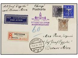 5796 ZEPPELIN. 1934 (26-VI). <B>HOLANDA. </B>AMSTERDAM A BUENOS AIRES (Argentina) Con Franqueo Holandés, Circulada Por < - Other & Unclassified