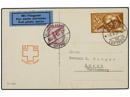 5811 ZEPPELIN. 1929 (2 Octubre). <B>SWITZERLAND.</B> BERN A LORCH (Alemania). <B>35 Rp.</B> Y Sello Alemán De <B>15 Pf.< - Otros & Sin Clasificación