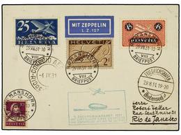 5819 ZEPPELIN. 1931 (4 Noviembre). <B>SWITZERLAND.</B> ROMANSHORN A RIO DE JANEIRO.<B> 10, 25, 45 Rp.</B> Y <B>2 Fr.</B> - Autres & Non Classés