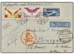 5822 ZEPPELIN. 1933 (5-8). <B>SWITZERLAND.</B> LANGEHTHAL To BRAZIL. <B>35 Cts.</B>, <B>1 Fr.</B> And <B>2 Fr. VIA GRAF  - Otros & Sin Clasificación