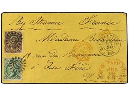 5533 ESTADOS UNIDOS. 1864. <B>10 C.</B> Yellow Green, <B>5c.</B> Brown<B> </B>(68,76). Tied By Cogwheels, <B>SAN FRANCIS - Other & Unclassified