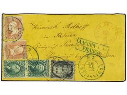 5538 ESTADOS UNIDOS. 1866. <B>2c.</B> Black (73). Used With Vertical Pair Of <B>10c.</B> Yellow Green (68). Perfs Clippe - Other & Unclassified