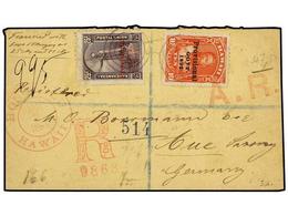 5599 HAWAI. Sc.64+67. 1894 (Jan. 2). Registered / AR Cover To GERMANY Franked By 1893 <B>Provisional Govt. Surcharged 10 - Sonstige & Ohne Zuordnung