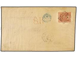 5624 URUGUAY. 1874. MONTEVIDEO A CÁDIZ (España). <B>20 Cts.</B> Rojo Circulada Por El Correo Francés. Fechador <B>MONTEV - Other & Unclassified