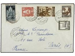 5675 VATICANO. Sa.45, 19, 23, 24, 48. 1938. VATICANO A PARIS. Precioso Franqueo, Llegada Al Dorso. - Other & Unclassified