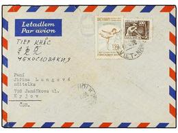 5725 VIETNAM. Mi.8, 70. 1958. HANOI To CZECHOSLOVAKIA. <B>150 D. </B> And <B>500 D. AIR MAIL</B> Letter. - Autres & Non Classés