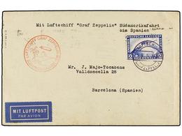 5768 ZEPPELIN. 1930. FRIEDRICHSHAFEN A BARCELONA. Circulado Por <B>GRAF ZEPPELIN</B> Con Sello De <B>2 Mk.</B> Azul En S - Otros & Sin Clasificación