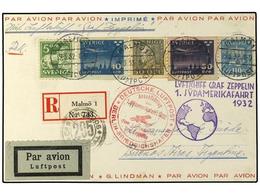 5807 ZEPPELIN. 1932. <B>SUECIA. </B>1st S.America Flight.  Registered Swedish Acceptance Card To Buenos Aires With Multi - Otros & Sin Clasificación