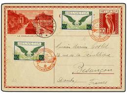 5812 ZEPPELIN. 1929 (2-XI). <B>SUIZA.</B> ST. GALLEN (Suiza) A FRANCIA. Entero Postal De <B>20 Rp.</B> Con Franqueo Adic - Otros & Sin Clasificación