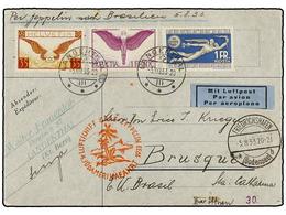 5822 ZEPPELIN. 1933 (5-8). <B>SWITZERLAND.</B> LANGEHTHAL To BRAZIL. <B>35 Cts.</B>, <B>1 Fr.</B> And <B>2 Fr. VIA GRAF  - Sonstige & Ohne Zuordnung